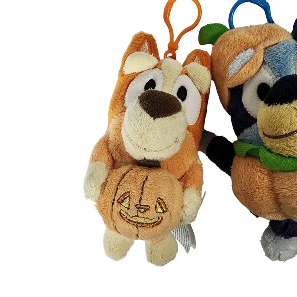 Bluey and Bingo Halloween Pumpkin‎ Plush Clip On Set Keychains 5.5 Inch